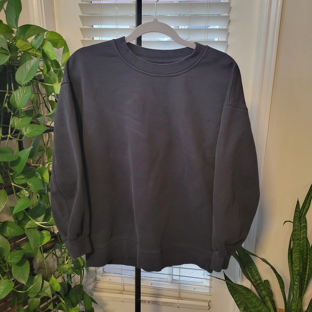 Lululemon Perfectly Oversized Crew Sweatshirt Black Charcoal Women Size 4